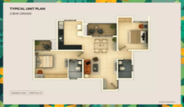 Provident Botanico 2 BHK Floor Plan